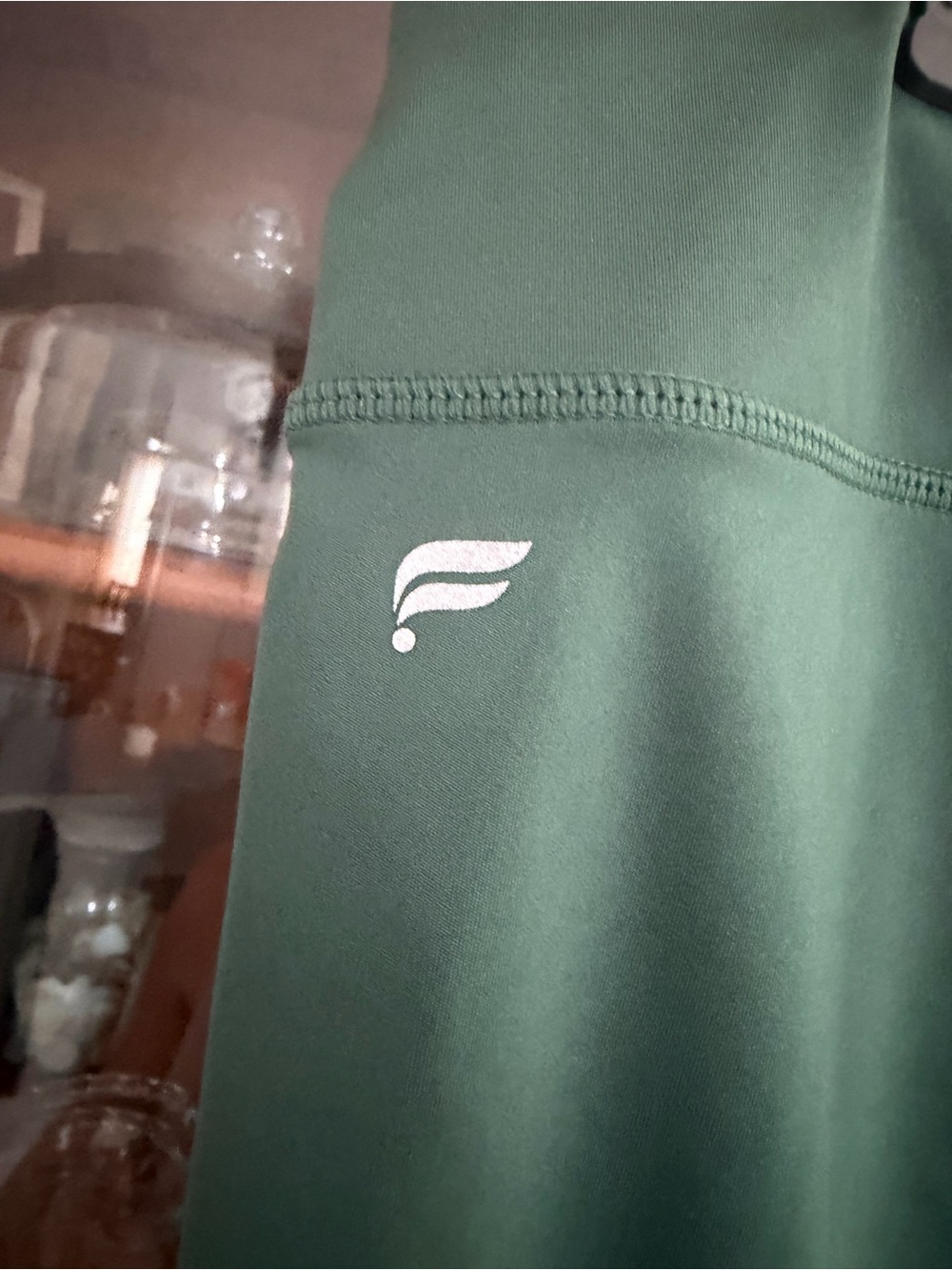 Fabletics Women's Leggings in Deep Green with White Logo